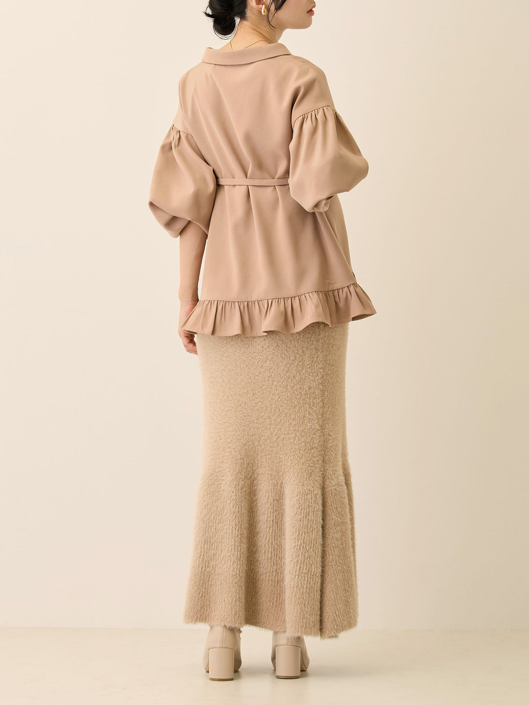 シャギーニットマーメイドスカート Beige