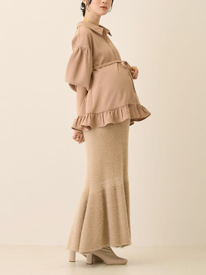 シャギーニットマーメイドスカート Beige