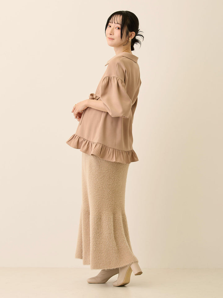 シャギーニットマーメイドスカート Beige