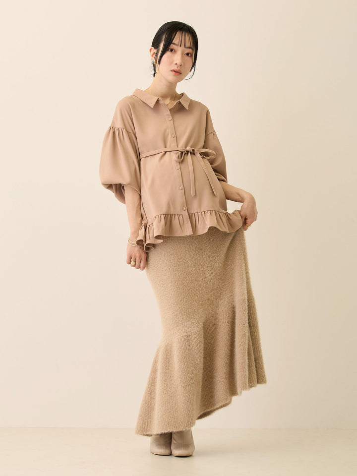 シャギーニットマーメイドスカート Beige