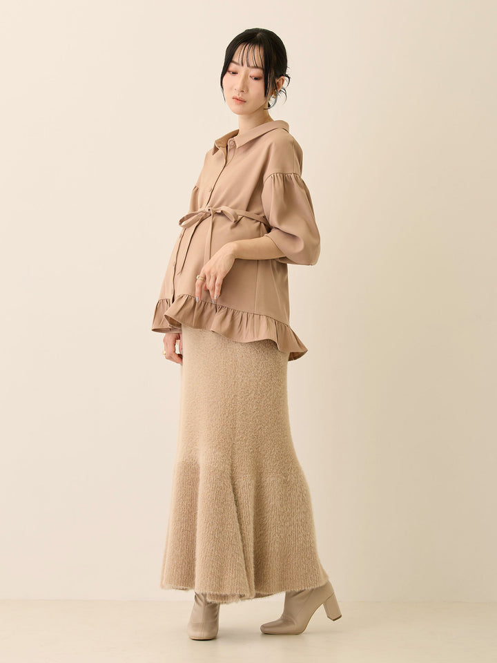 シャギーニットマーメイドスカート Beige