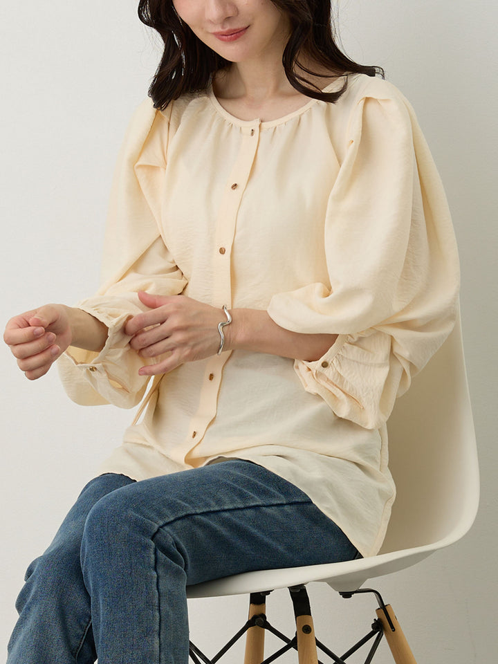 タックスリーブギャザーブラウス Ivory