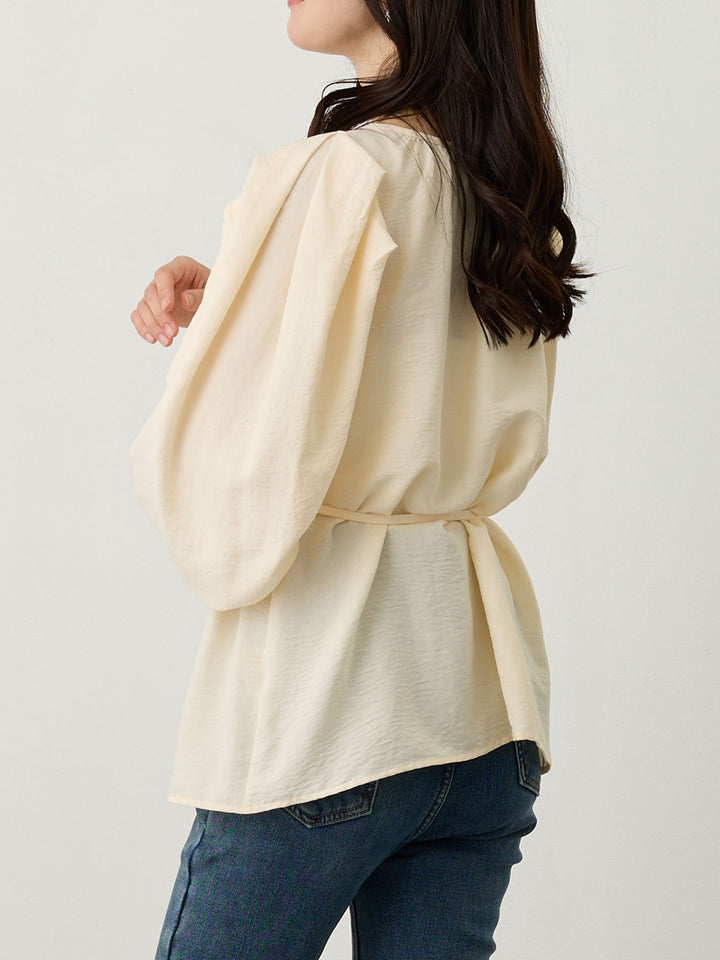 タックスリーブギャザーブラウス Ivory