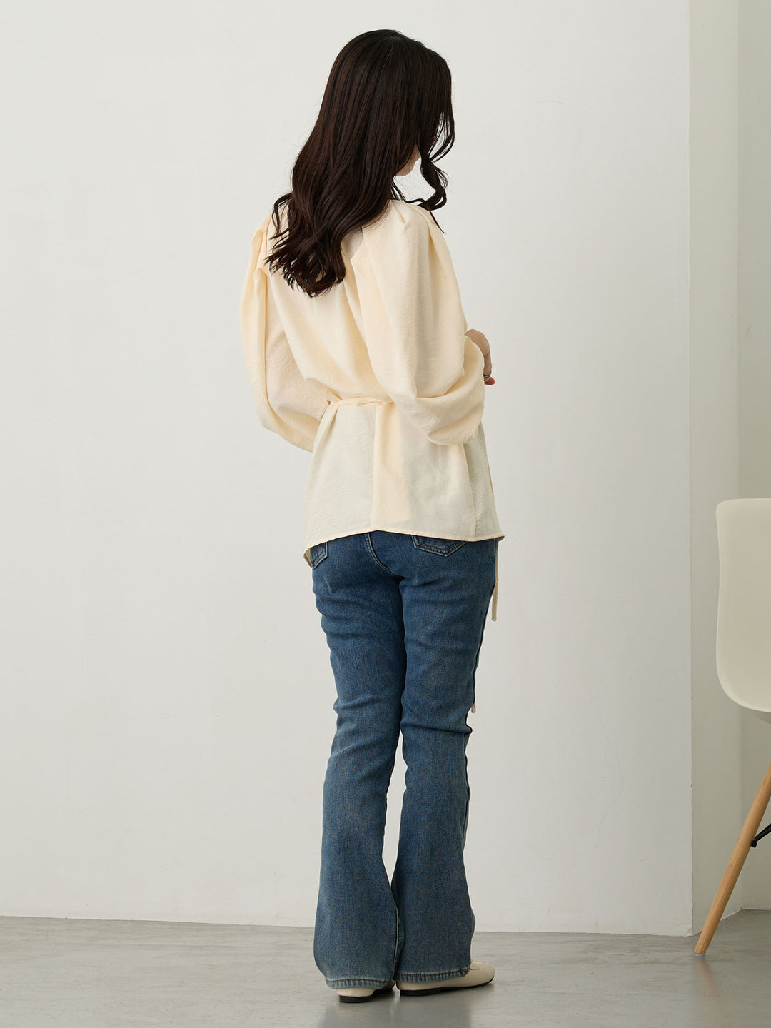 タックスリーブギャザーブラウス Ivory