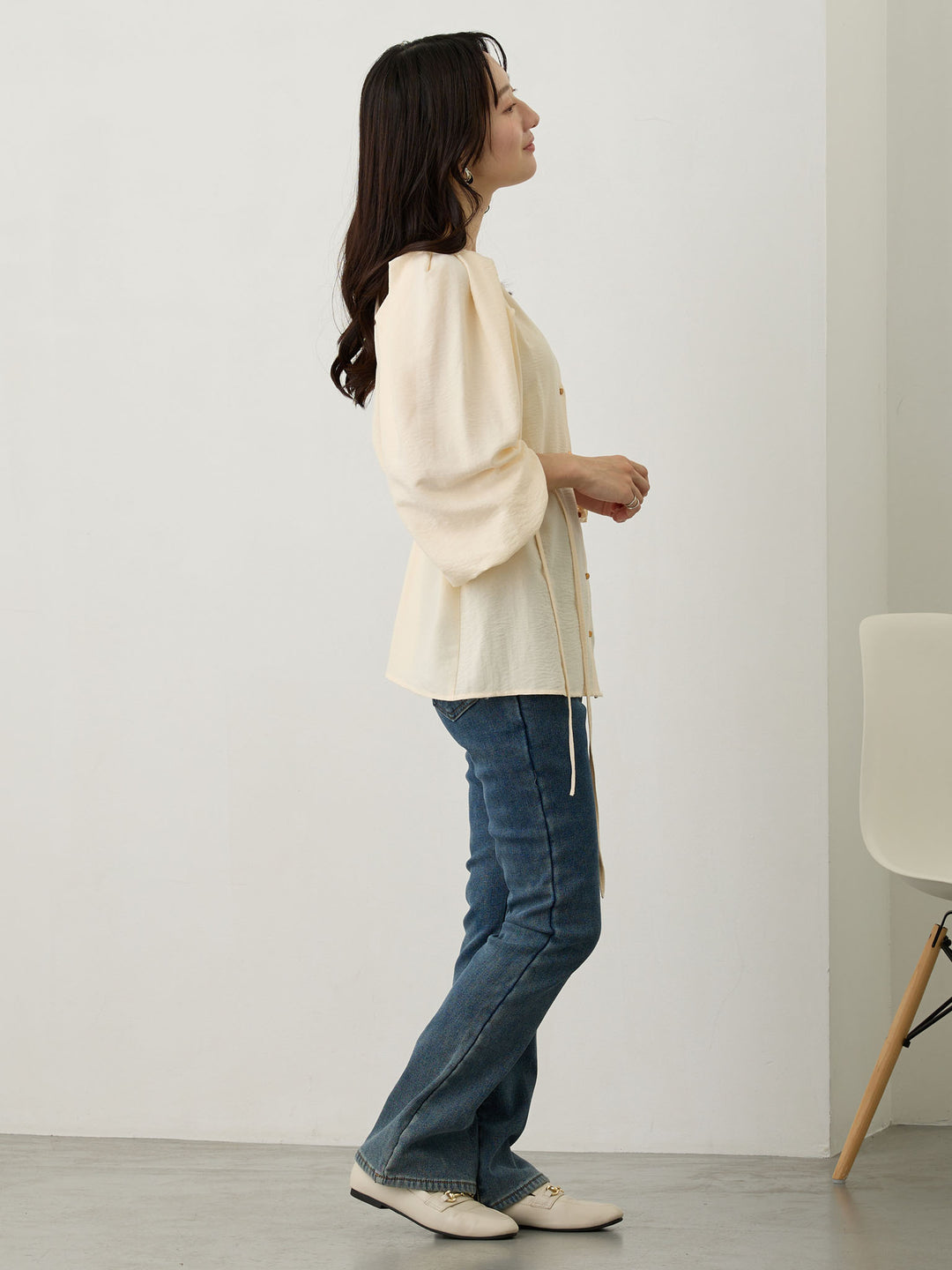 タックスリーブギャザーブラウス Ivory