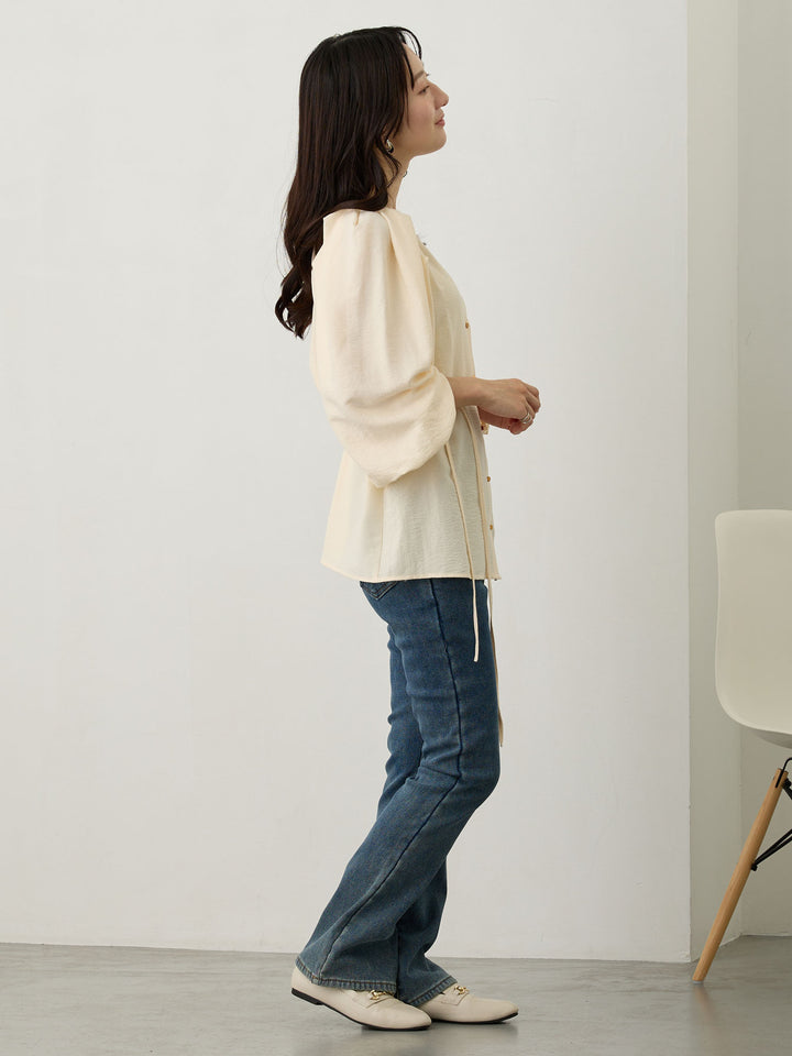 タックスリーブギャザーブラウス Ivory