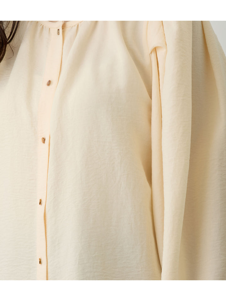 タックスリーブギャザーブラウス Pink beige