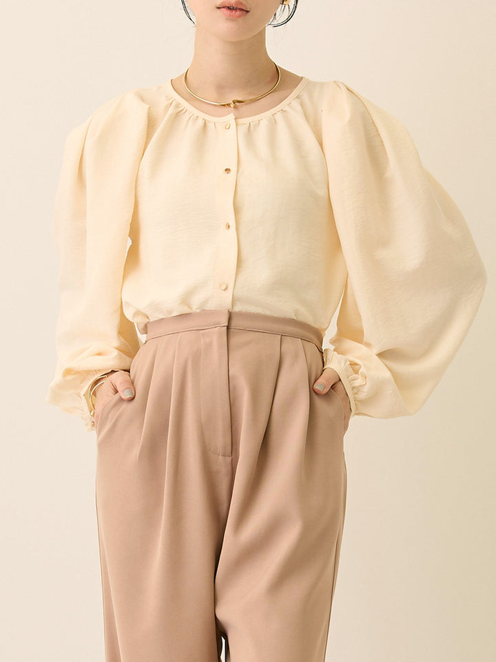 タックスリーブギャザーブラウス Ivory