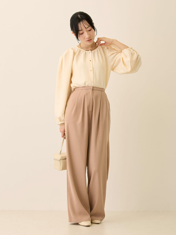 タックスリーブギャザーブラウス Ivory