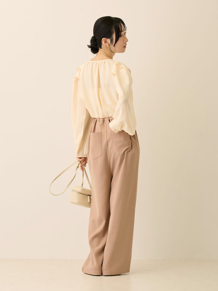 タックスリーブギャザーブラウス Ivory