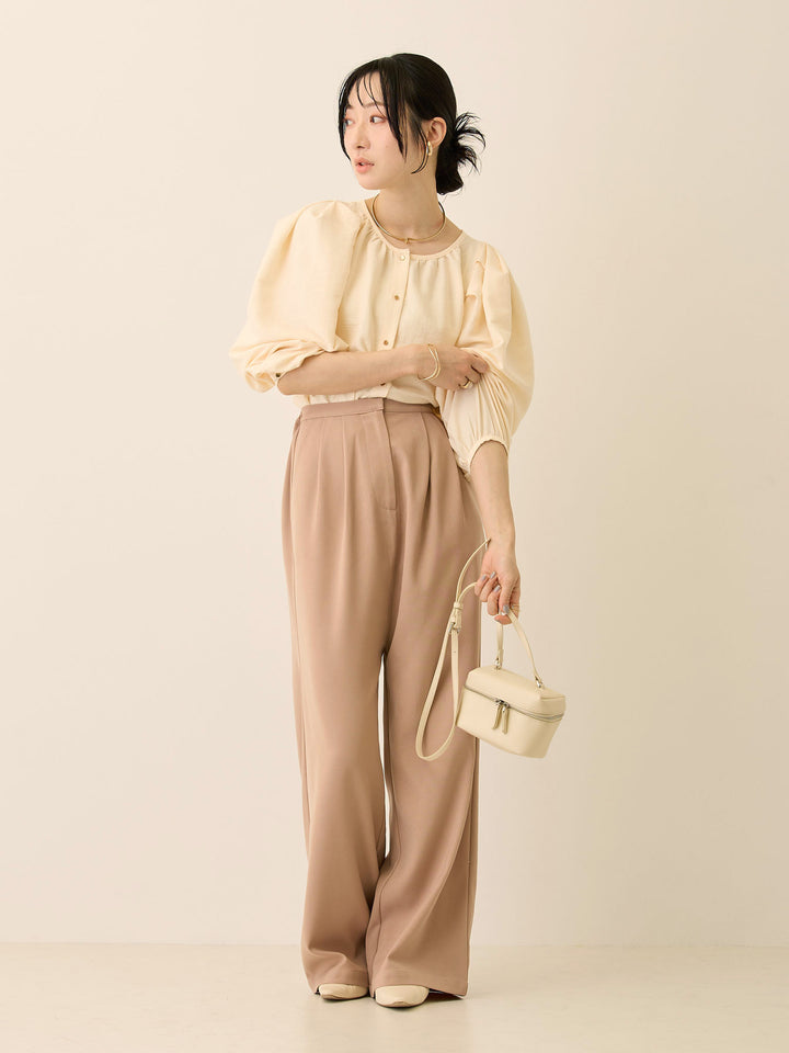 タックスリーブギャザーブラウス Ivory