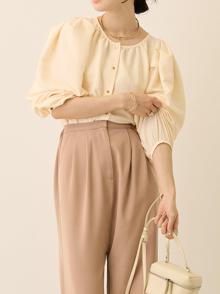 タックスリーブギャザーブラウス Ivory