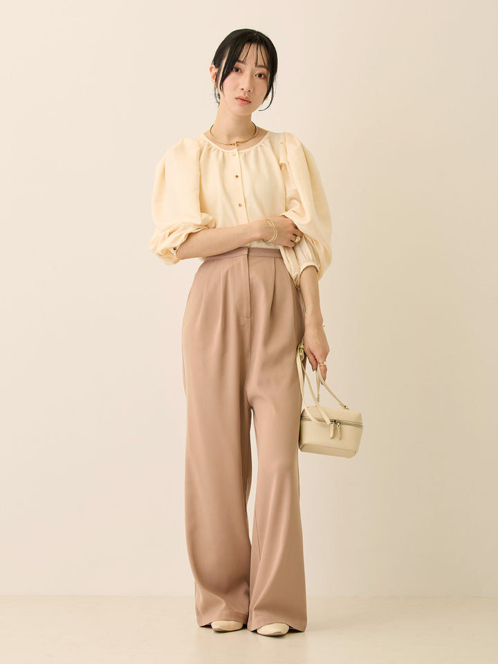 タックスリーブギャザーブラウス Ivory