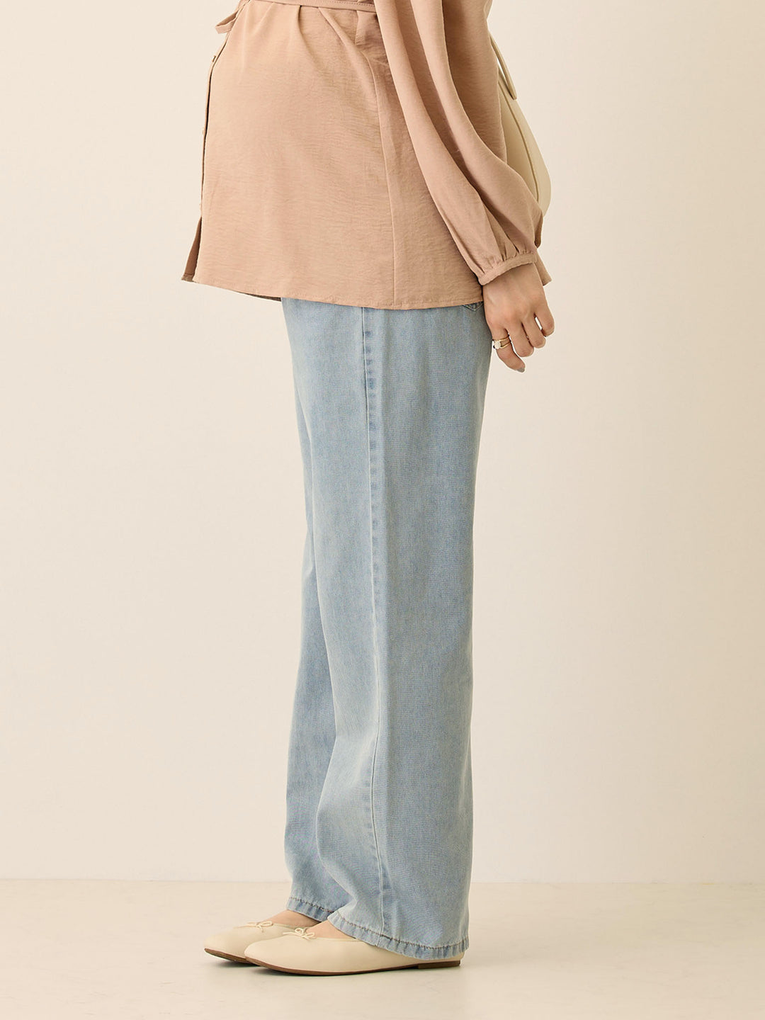 薄デニムロングパンツ Light blue