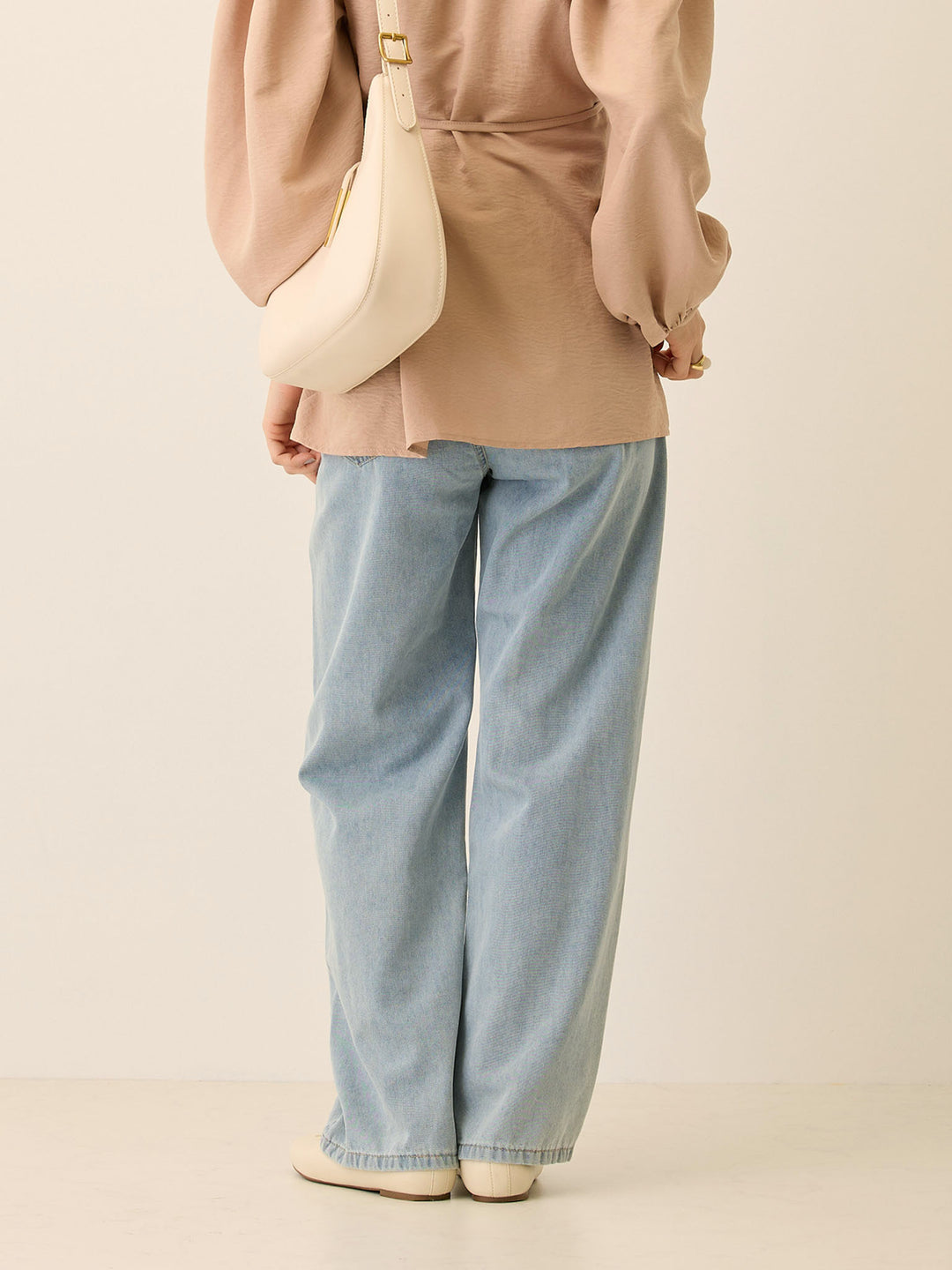 薄デニムロングパンツ Light blue