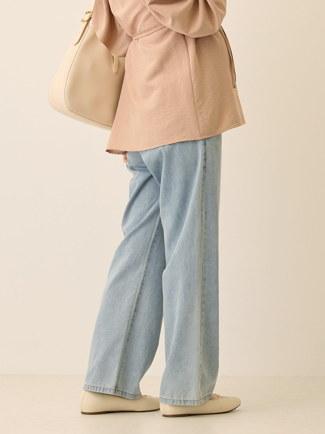 薄デニムロングパンツ Light blue