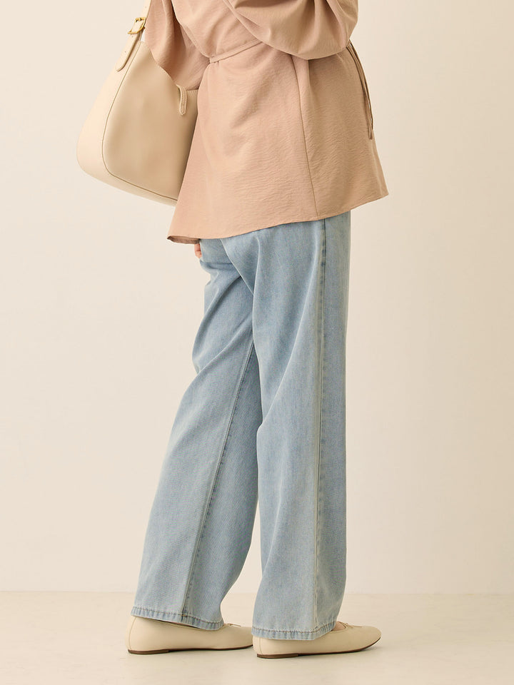 薄デニムロングパンツ Light blue