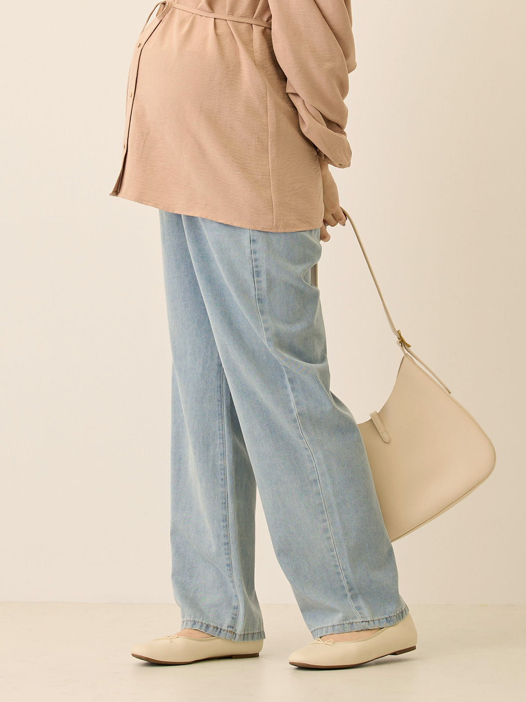 薄デニムロングパンツ Light blue