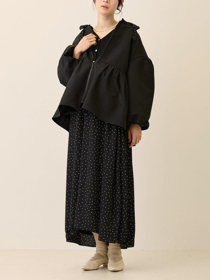 リブニットドッキングワンピース Black