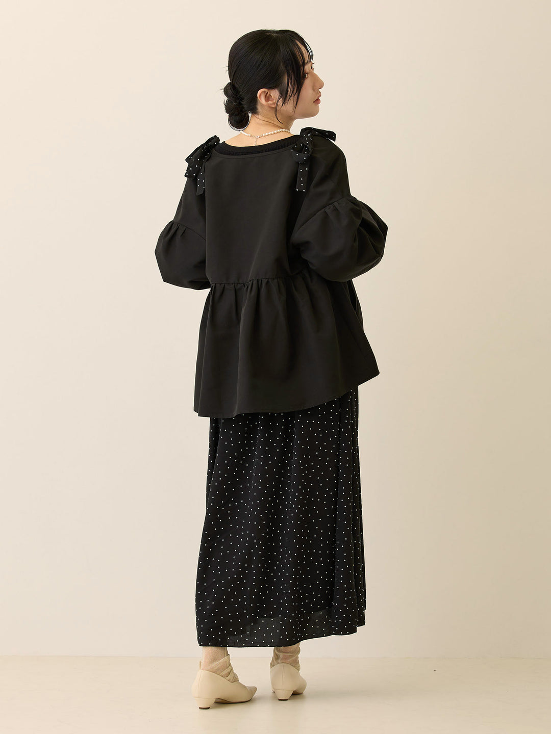 リブニットドッキングワンピース Black