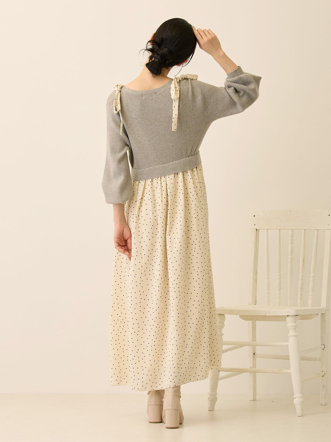 リブニットドッキングワンピース Gray