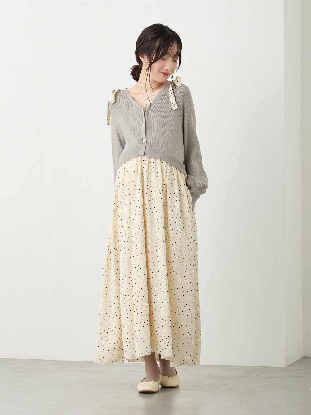 リブニットドッキングワンピース Gray
