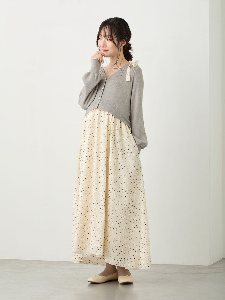 リブニットドッキングワンピース Gray