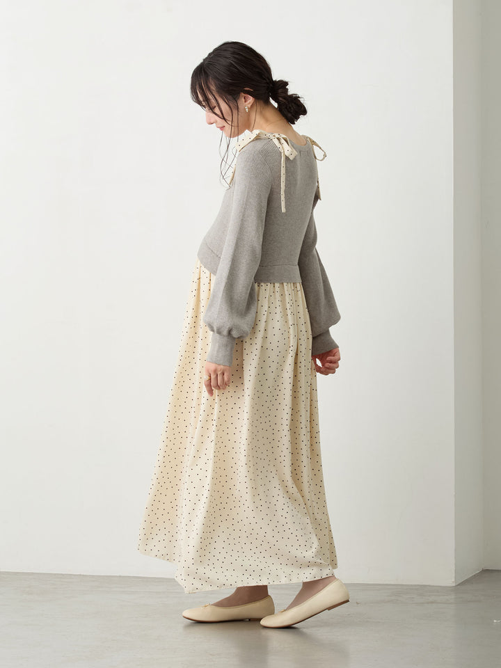 リブニットドッキングワンピース Gray