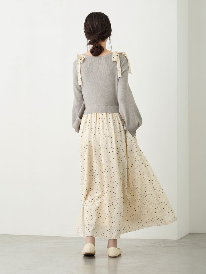 リブニットドッキングワンピース Gray