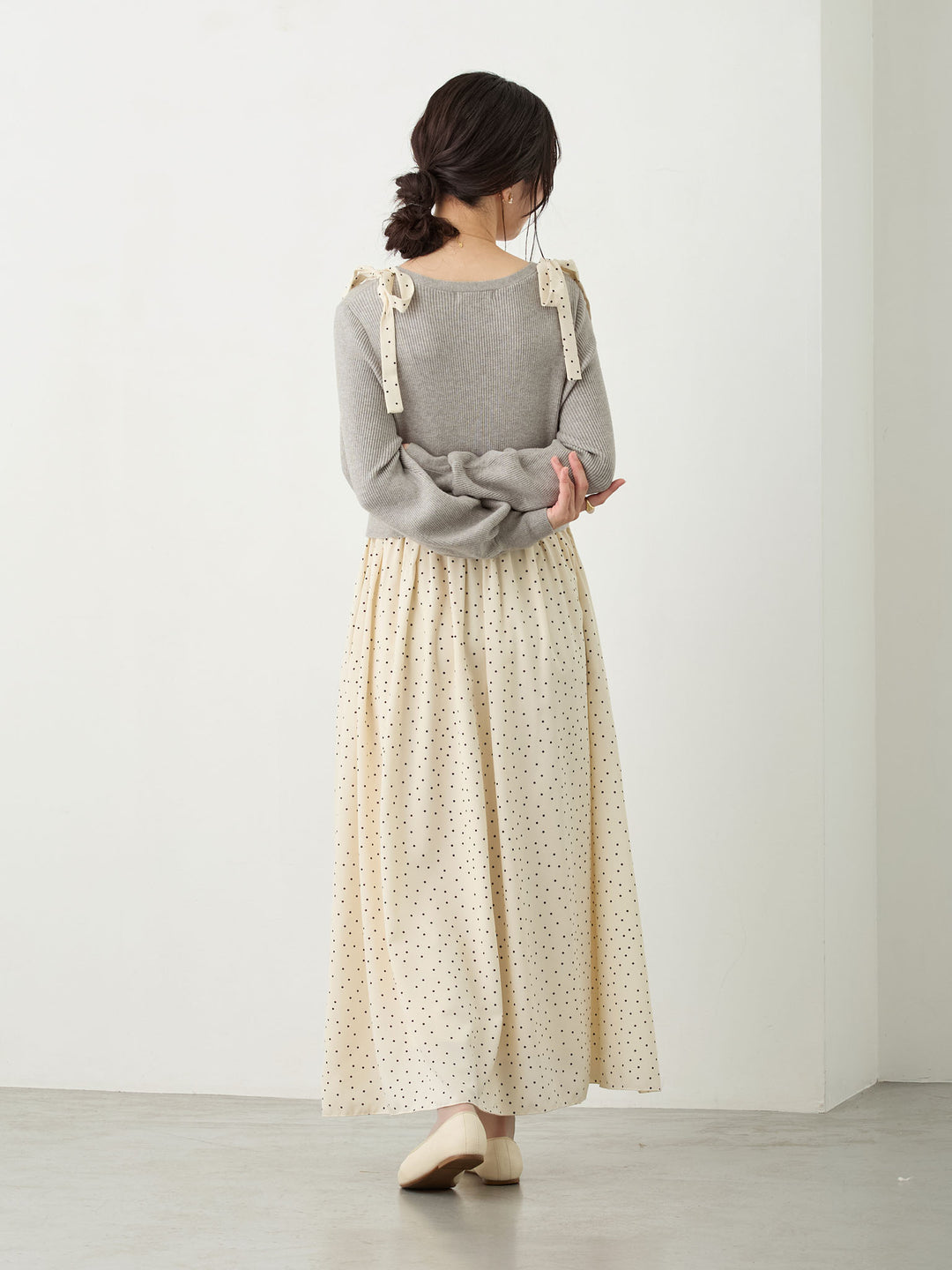 リブニットドッキングワンピース Gray