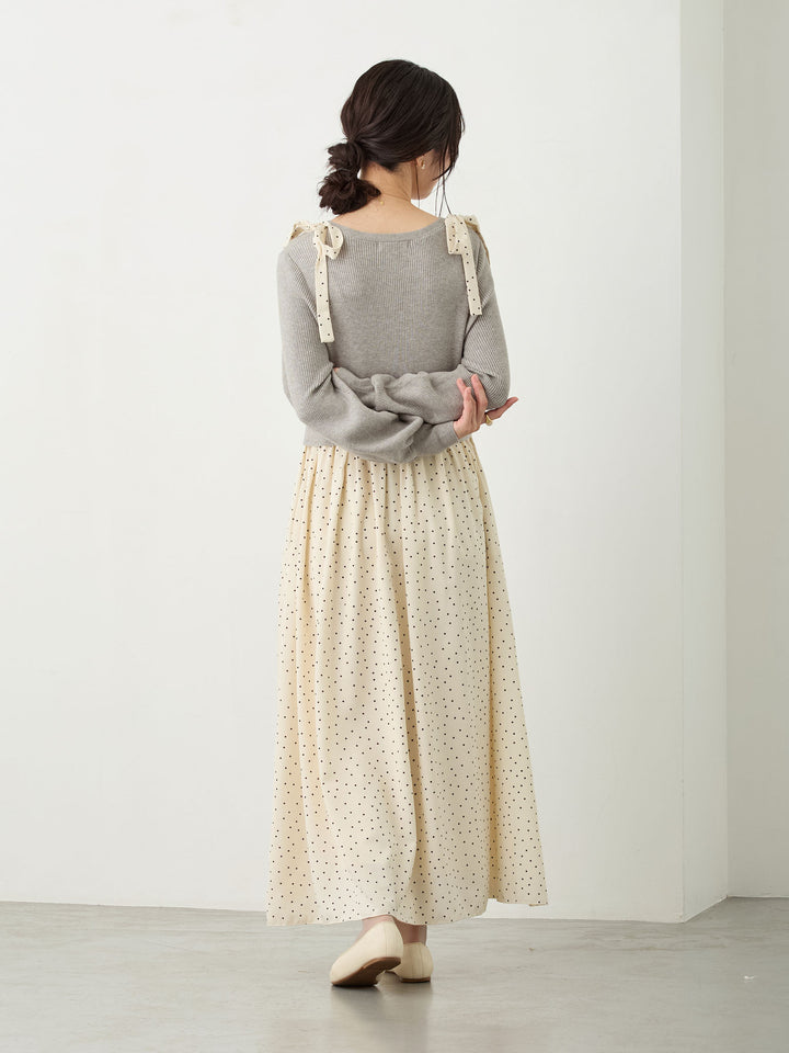 リブニットドッキングワンピース Gray