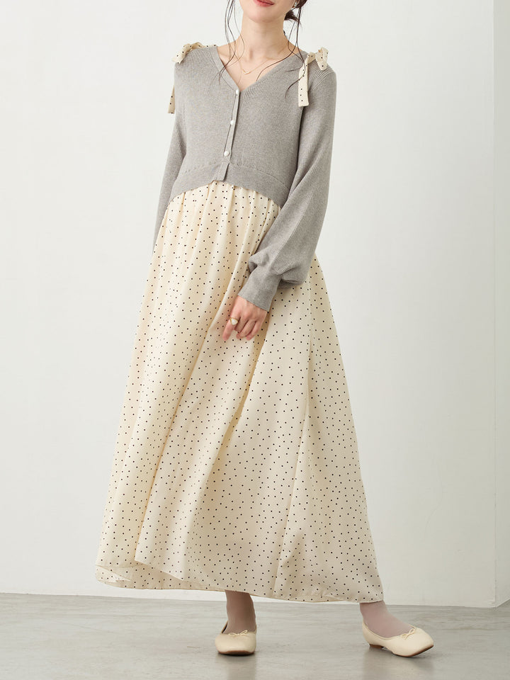 リブニットドッキングワンピース Gray