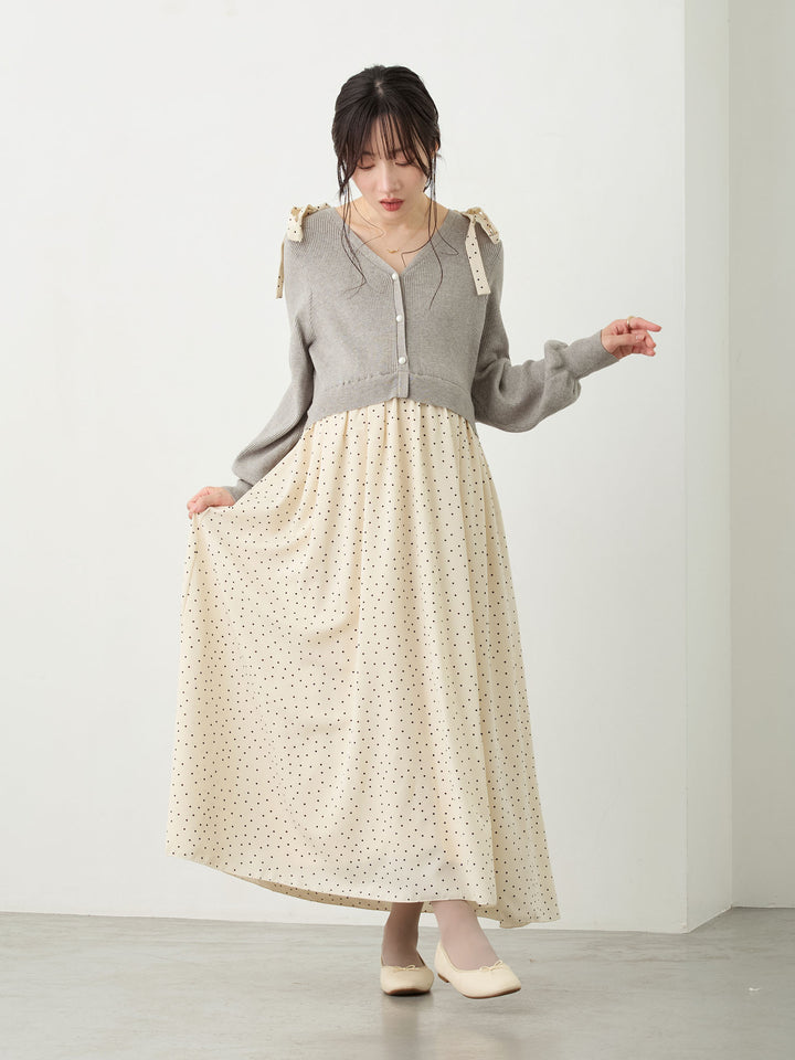 リブニットドッキングワンピース Gray