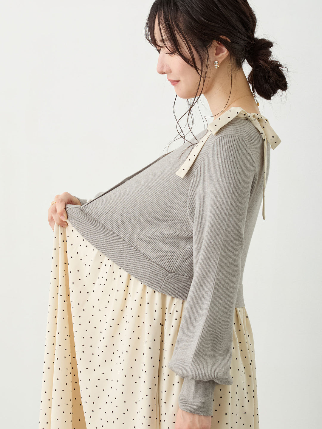リブニットドッキングワンピース Gray