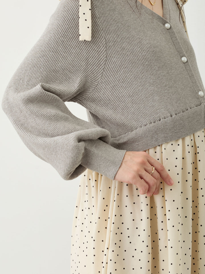 リブニットドッキングワンピース Gray