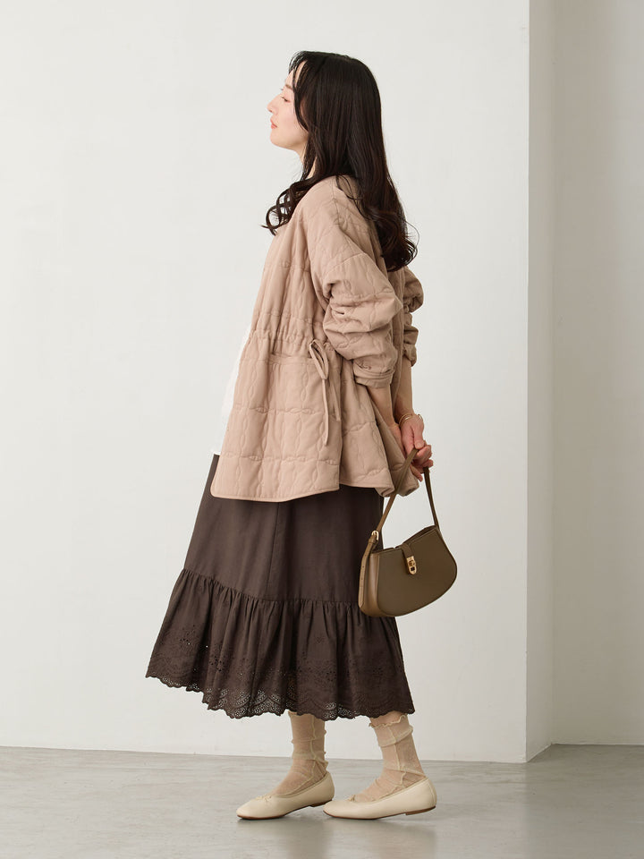 ダッカー付きオリジナルキルティングアウター Greige