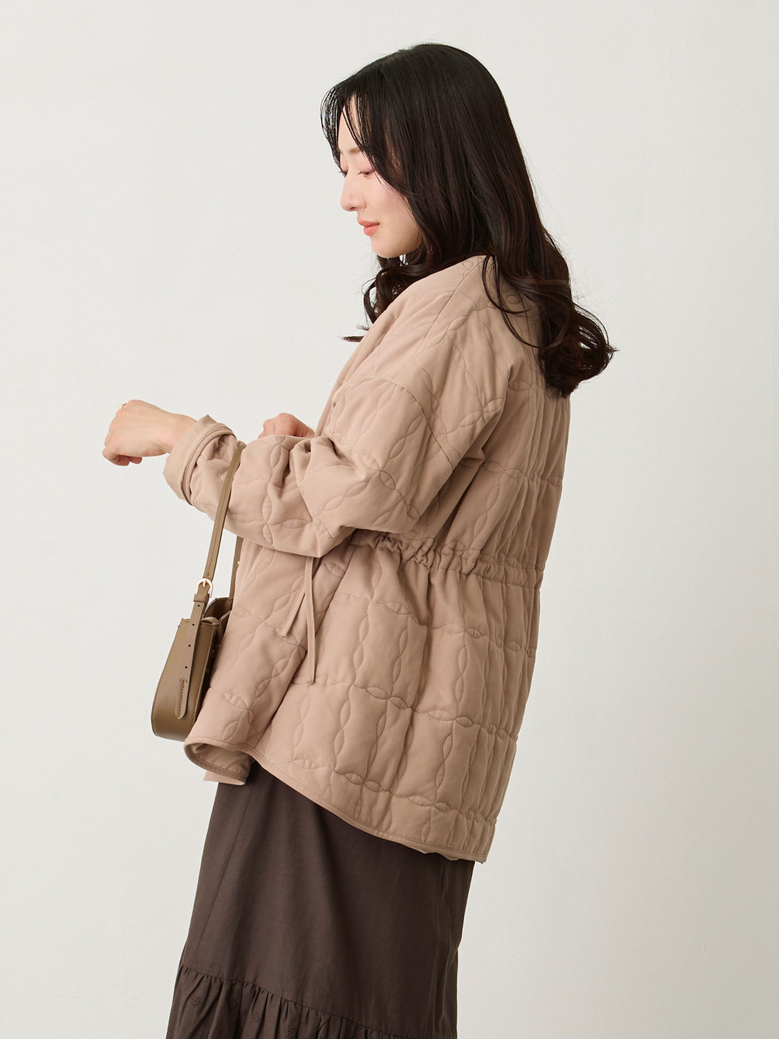 ダッカー付きオリジナルキルティングアウター Greige