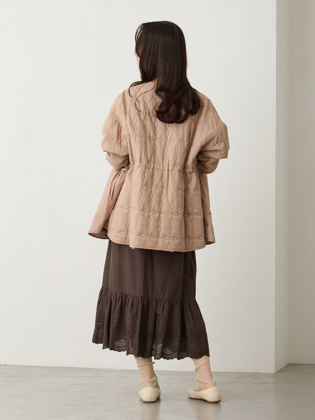 ダッカー付きオリジナルキルティングアウター Greige