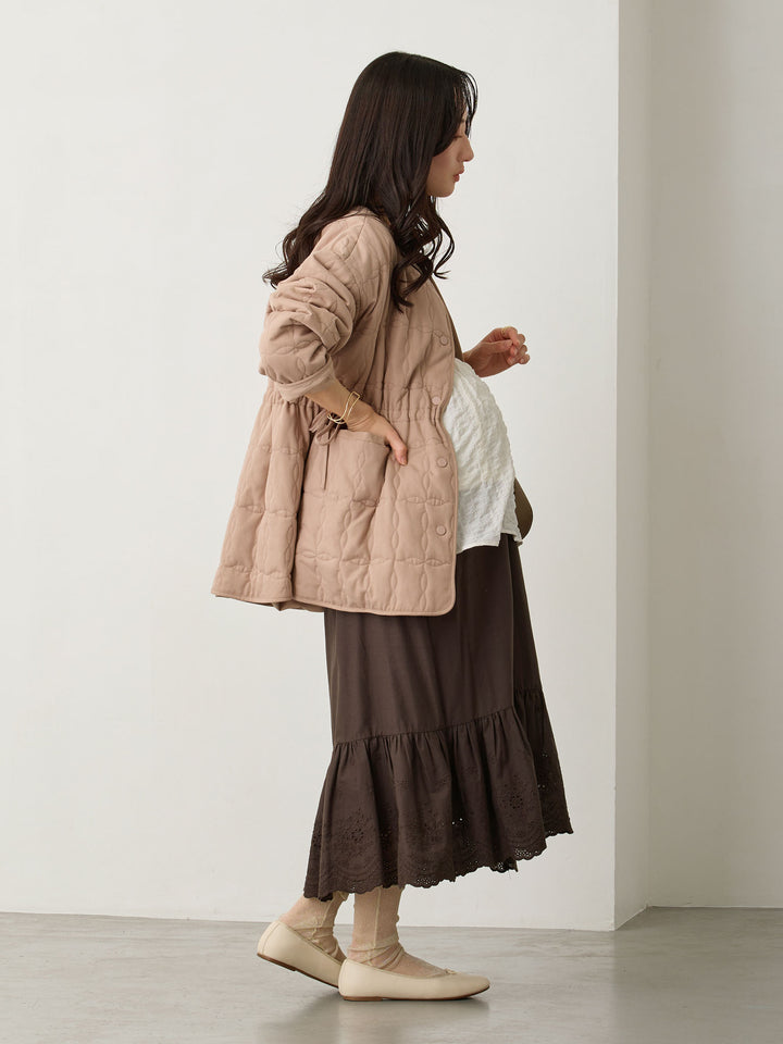 ダッカー付きオリジナルキルティングアウター Greige