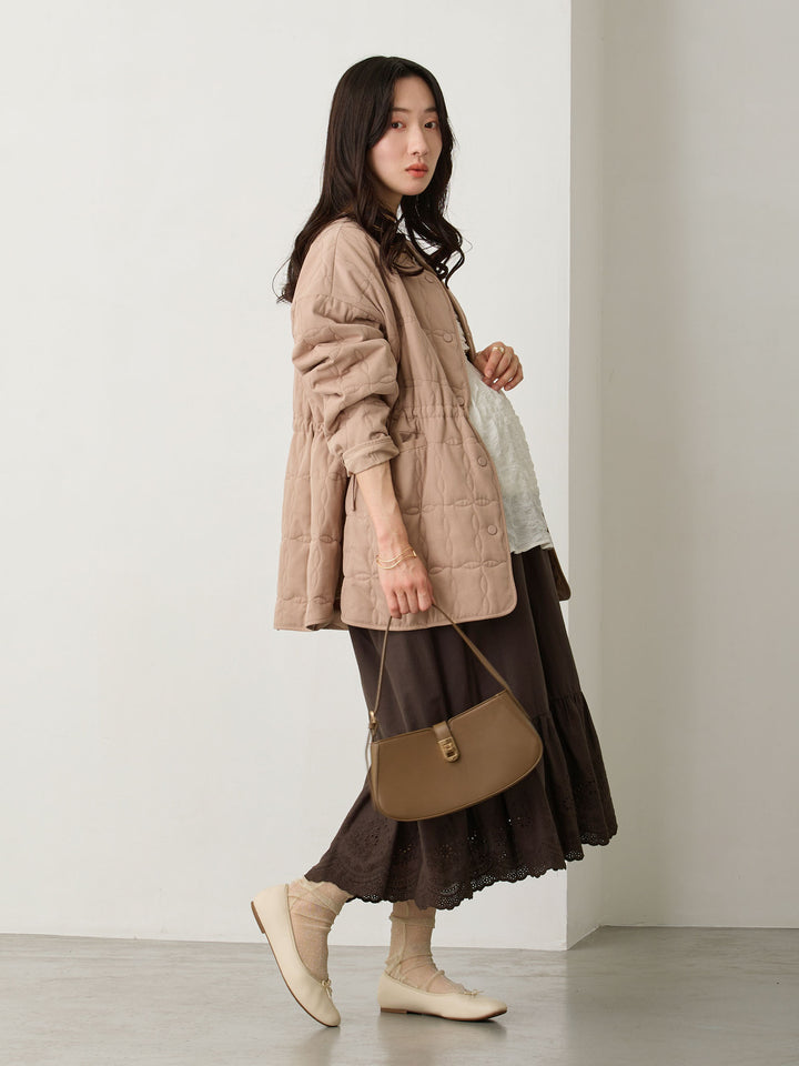 ダッカー付きオリジナルキルティングアウター Greige
