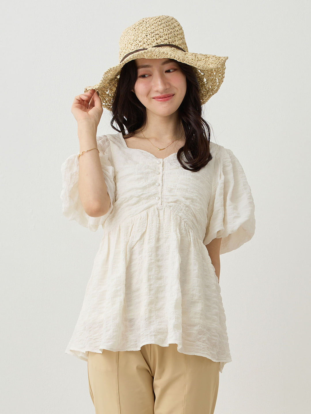 ぽこぽこジャガードトップス Ivory