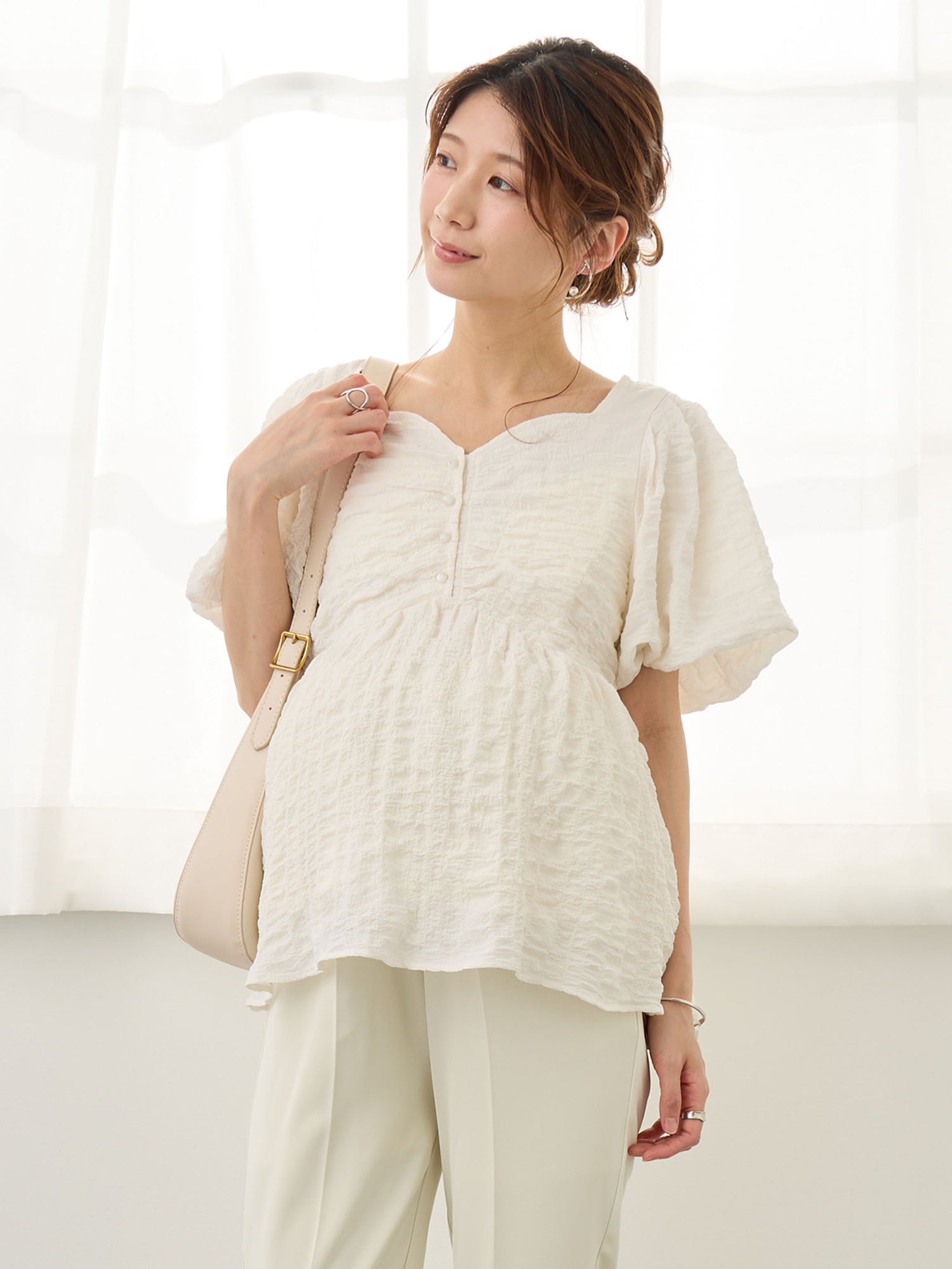 ぽこぽこジャガードトップス Ivory
