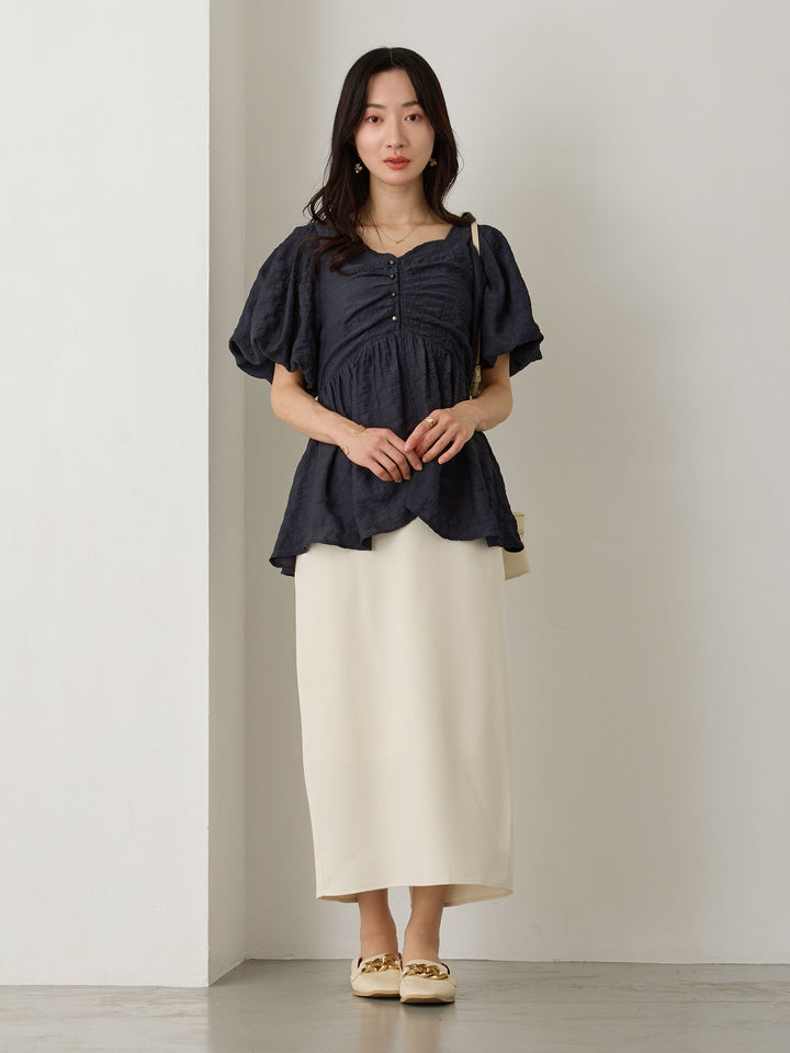 ぽこぽこジャガードトップス Navy