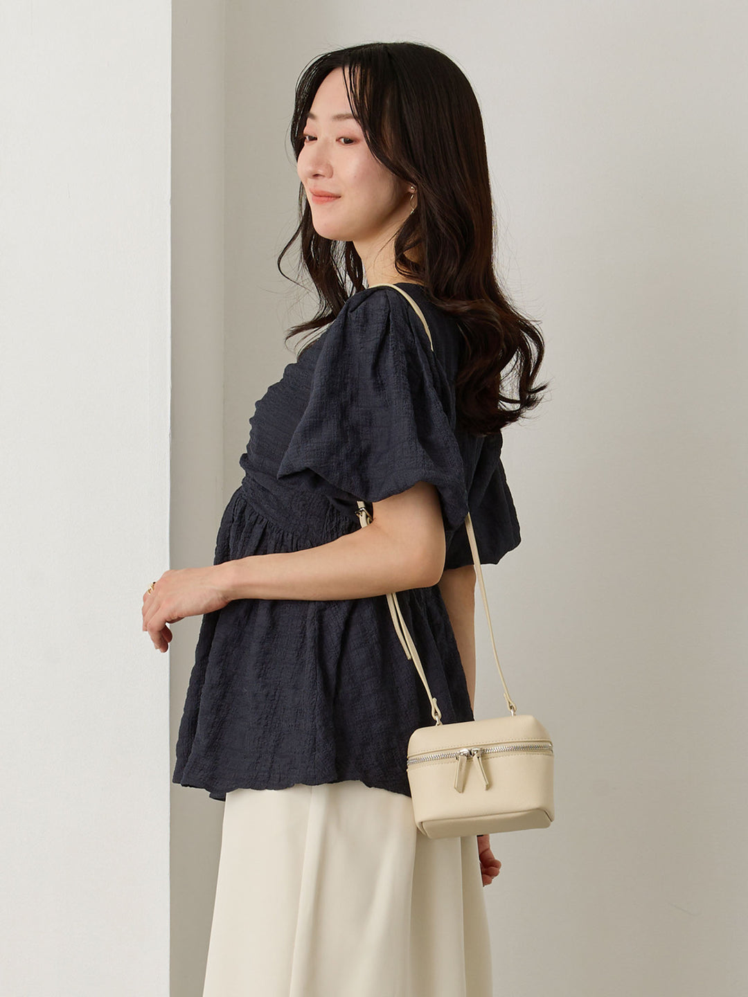 ぽこぽこジャガードトップス Navy