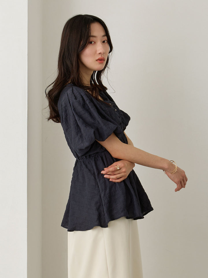 ぽこぽこジャガードトップス Navy