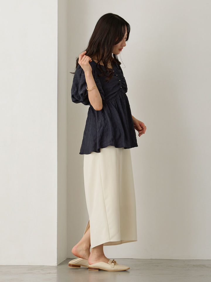 ぽこぽこジャガードトップス Navy