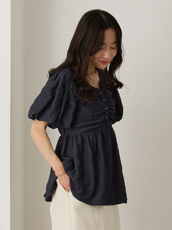 ぽこぽこジャガードトップス Navy