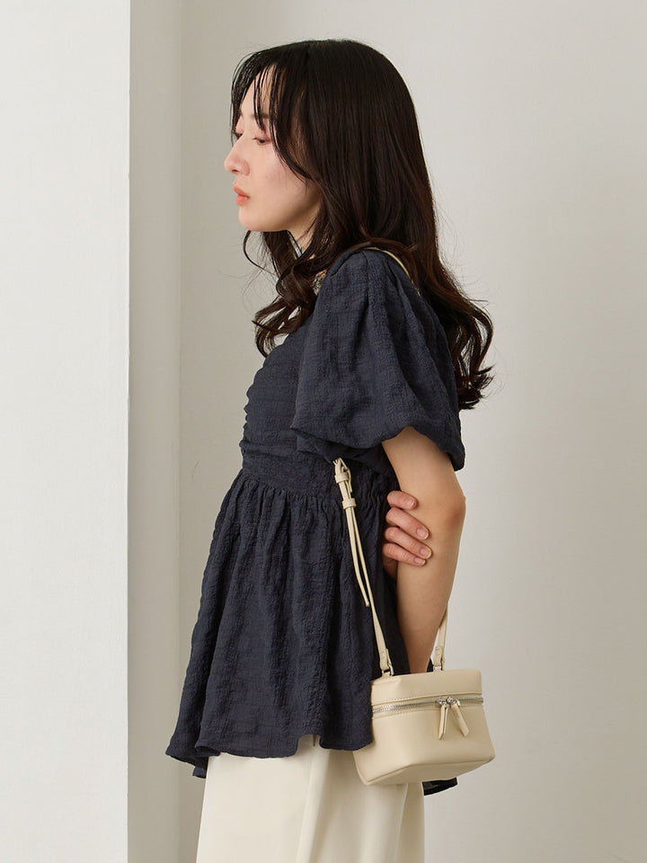 ぽこぽこジャガードトップス Navy