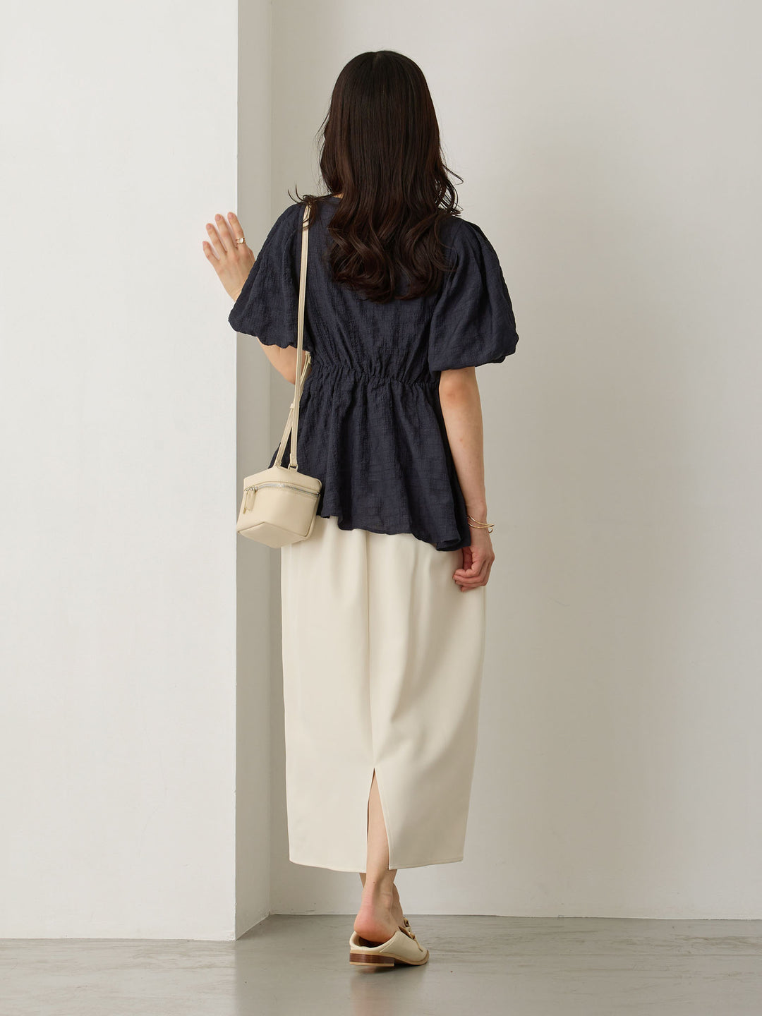 ぽこぽこジャガードトップス Navy
