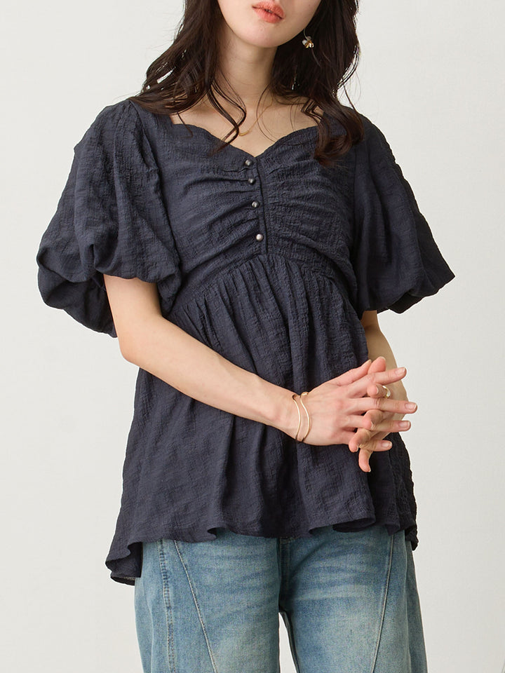 ぽこぽこジャガードトップス Navy